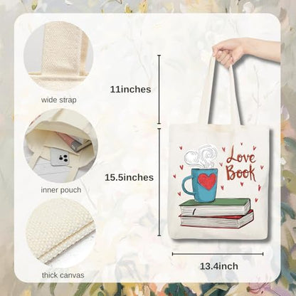 Aesthetic Canvas Tote Bag for Women with Inner Pocket - color: Read-love