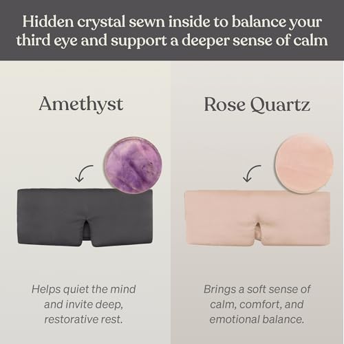 Baloo Silk Weighted Sleep Mask, Grey, Eye Mask with Amethyst Crystal - color: Grey With Amethyst Crystal