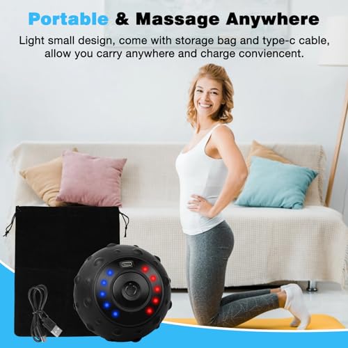 Upgraded 5-Gear Vibrating Massage Ball, Rechargable Massage Vibrating Ball for Fitness, Training, Therapy and Relaxation - color: Black
