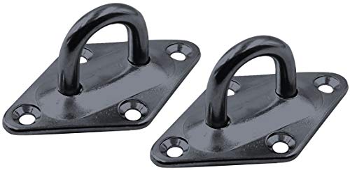 Heavy Duty Hammock Kits & Ceiling Hook Diamond Pad Eye Plates, 304 Stainless Steel & Black Zinc Galvanized Steel Corrosion Resistant, 2, 4 & 8 Packs - color: 2-Pack-Black-M6