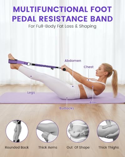 Pedal Resistance Band with Handles, 3 Tubes Adjustable, Women's