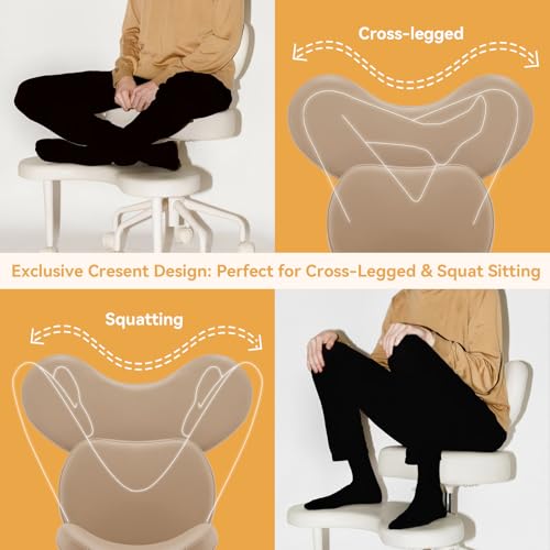Pipersong Meditation Chair Plus, Cross Legged ADHD Office Desk Chair, Black | Memory Foam Padded Cushion, Exclusive Cresent Footstool Design, Ergonomic Backrest, Thick Certified Wood Board - color: Black, size: 17.5" Seat