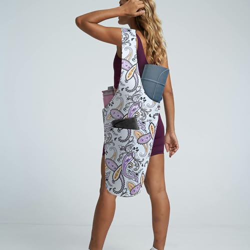 Yoga Mat Bag Yoga Tote Bag with Large Pocket and Zipper Pocket Yoga Mat Bag Carrier Fit Most Size Mats and All You Stuff - color: light blue