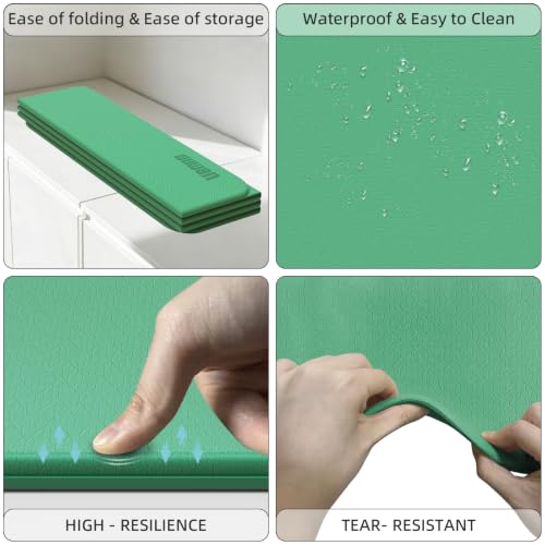 Yoga Mat Thick 10mm, Foldable Yoga Mat 75 x 26 x 0.4 Inches | Portable Workout Mat | Thick Cushioning Surface | Home Gym Exercise Mat | Pilates & Yoga Training - color: Green