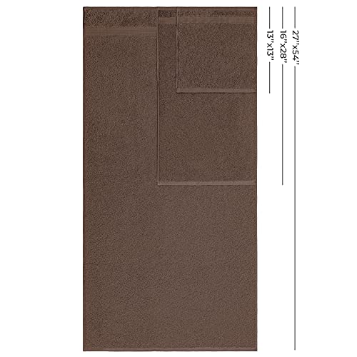 American Veteran Towel, 100% Cotton Turkish 6 Piece Towel Set, Luxury Towels Set of 6 for Bathroom Essentials, 2 Bath Towels 2 Hand Towels 2 Washcloths, Brown - color: Brown, size: XL 6PC
