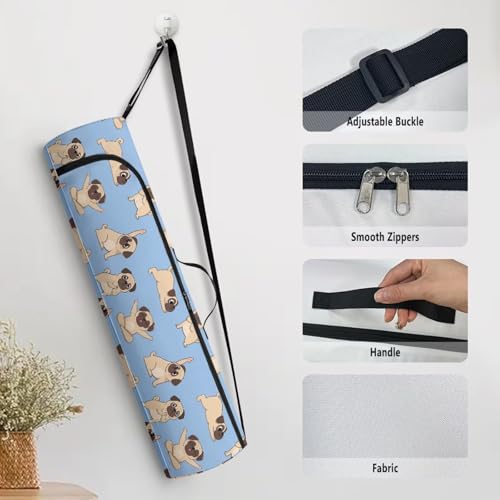 Yoga Mat Bags for Women Lightweight Gym Bag with Strap Full Zip Yoga Accessories - color: Dachshund Blue