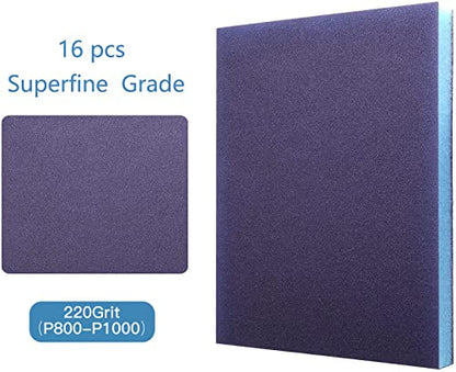 16Pcs 220 Grit Sanding Sponge, Jamiikury Sanding Blocks Washable and Reusable, Wet Dry Sandpaper Sponge for Wood Metal FurniturePaint and Drywall - size: 220 Grits