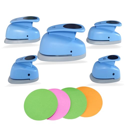 Circle Punch, 5 Sizes Creative Circle Hole Punch Cutters for Paper Crafts, Cardstock, Gift Wrapping,Blue Paper Punch, Scrapbook Tools Cards,Arts Fun Projects,Christmas and Birthday Gifts,etc. - size: 5 Sizes (3/4, 1, 2, 2.5, 3 Inch)