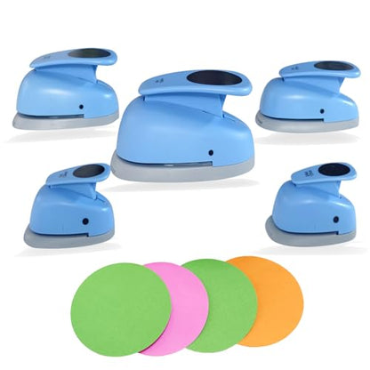 Circle Punch, 5 Sizes Creative Circle Hole Punch Cutters for Paper Crafts, Cardstock, Gift Wrapping,Blue Paper Punch, Scrapbook Tools Cards,Arts Fun Projects,Christmas and Birthday Gifts,etc. - size: 5 Sizes (3/4, 1, 2, 2.5, 3 Inch)