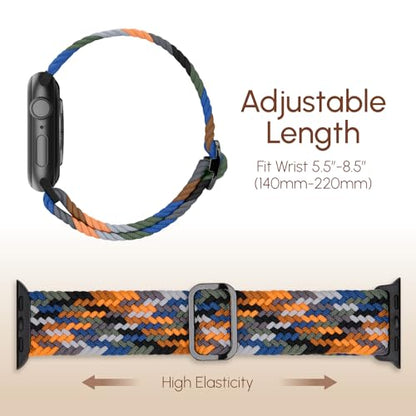 Braided Stretchy Nylon Band Compatible for Apple Watch Bands Women Men - color: Camouflage, size: 44mm/45mm/46mm/49mm
