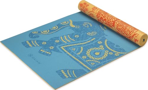 Gaiam Yoga Mat - Premium 6mm Print Reversible Extra Thick Non Slip Exercise & Fitness Mat for All Types of Yoga, Pilates & Floor Workouts (68" x 24" x 6mm Thick) - color: Elephant