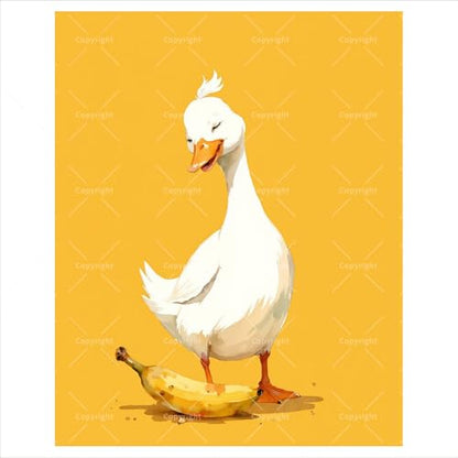 Share Young Goose and Banana Paint by Numbers Kit for Adults - DIY Funny Goose Painting on Canvas 16x20In, Frameless Acrylic Paint Set, Suitable for Beginners, Art for Home Decoration or Gifts