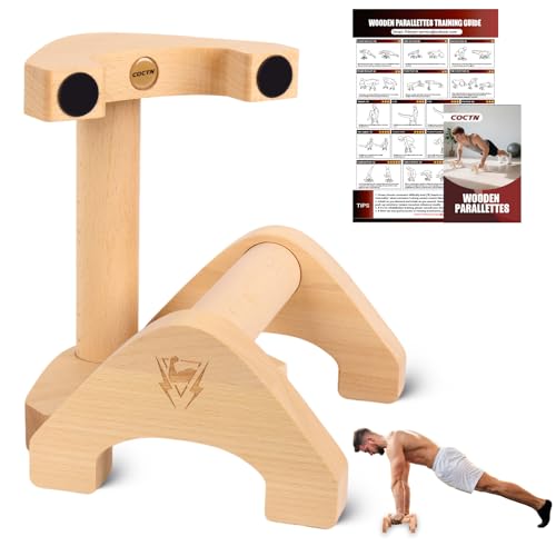Wooden Push Up Bars, 2 PCS Parallettes with Embedded Non-slip Feet