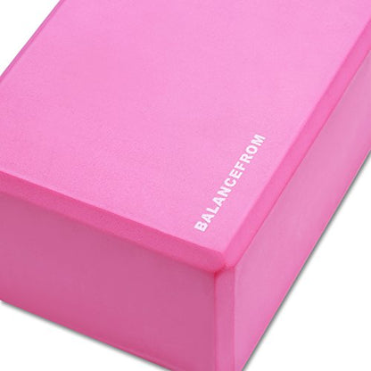 Fitvids Set of 2 High Density Yoga Blocks, 9"x6"x4" Each - color: Pink