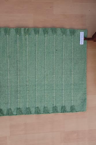Jaipur Art & Rugs Cotton Yoga Rug - Eco-Friendly Hand-Woven Thick Mat (24”x72”x5mm) for Everyday Fitness at Home - Comfortable & Extra-Long - color: Light Green