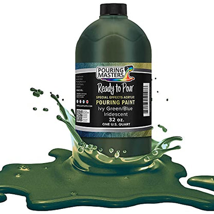 Pouring Masters Ivy Green/Blue Iridescent Special Effectsr Acrylic Pouring Paint - Premium 32-Ounce Pre-Mixed Fluid Acrylic Paint - Fluid Art Supplies for Canvas, Wood, Paper, Tile & Rocks - color: Ivy Green/Blue, size: 32 Fl Oz (Pack of 1)
