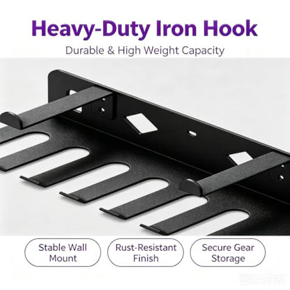 Steel Wall Mount Gym Storage Rack, Yoga Mat Holder, Black