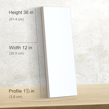 PHOENIX 12x36 Inch 3 Pack Gallery Canvas - 1.5 in Thick Extra Large Skinny Canvases for Painting - Deep Edge 100% Cotton 11 Oz. Gesso Primed White Blank Professional Canvas Oil & Acrylic Paints - size: 12"x36", style: Gallery