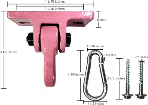 ABUSA Heavy Duty Pink Swing Hangers Screws Bolts Included Over 5000 lb Capacity Playground Porch Yoga Seat Trapeze Wooden Sets Indoor Outdoor 2 Pack - color: 2 Packs Pink, size: 2 Pack
