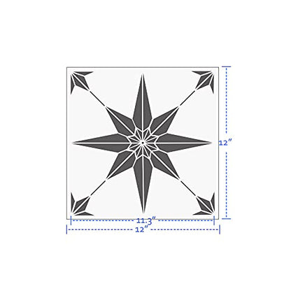 2pcs Reusable Tile Stencils 12 x 12 Inch Template for Painting Floor Cement Wall Furniture Wood DIY Home Décor Art Craft - size: 12x12 inch