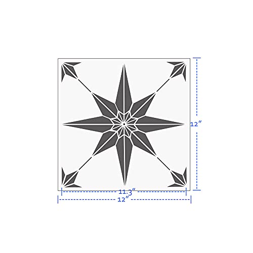 2pcs Reusable Tile Stencils 12 x 12 Inch Template for Painting Floor Cement Wall Furniture Wood DIY Home Décor Art Craft - size: 12x12 inch