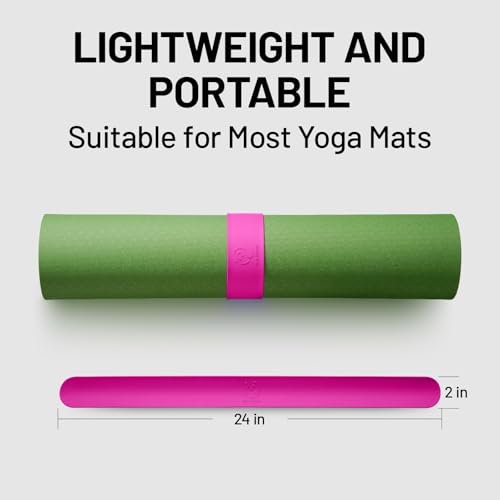 Slim Panda Yoga Mat Strap Slap Band, One Snap Keeps Mats Tightly Rolled, Heavy-Duty Clasp Fits Most Size Mats(24" L X 2" W) - color: Rose