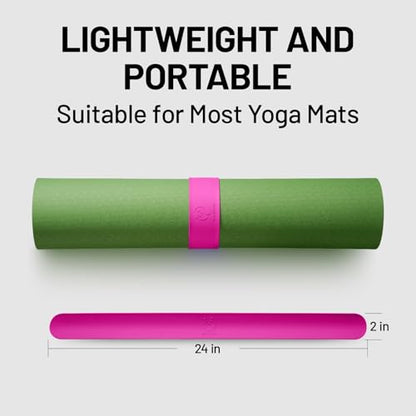 Slim Panda Yoga Mat Strap Slap Band, One Snap Keeps Mats Tightly Rolled, Heavy-Duty Clasp Fits Most Size Mats(24" L X 2" W) - color: Rose