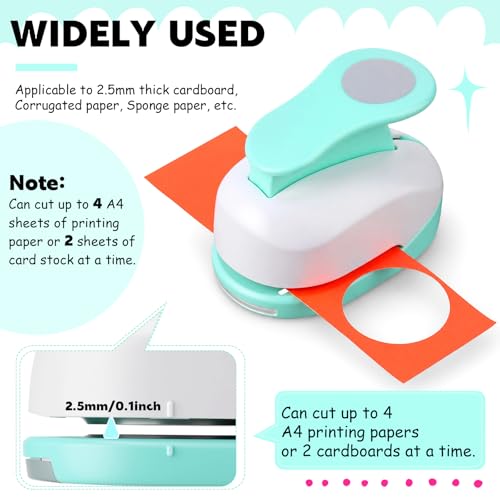 CHENGU 6 Pcs Circle Punch Set 3in/2in/1.5in/1in/0.6in/0.3in Scrapbook Hole Punchers Crafting with 10 Sticker Paper Round Cutter Scrapbook for Office Supplies DIY Albums Photos(Mint Green) - color: Mint Green, style: Circle
