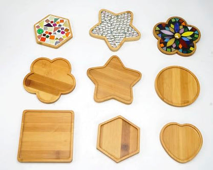 6pcs Wooden Mosaic Base, Various Shapes Substrates for Mosaic Crafts DIY Mosaic Tiles Coaster Base…