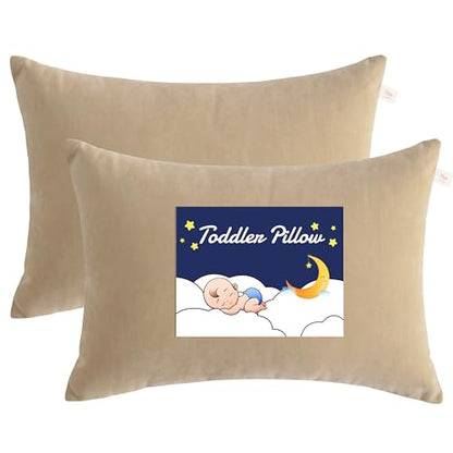 NTBAY Toddler Pillows, Set of 2, 13"x18", Light Taupe - color: Light Taupe, size: 13"x18"