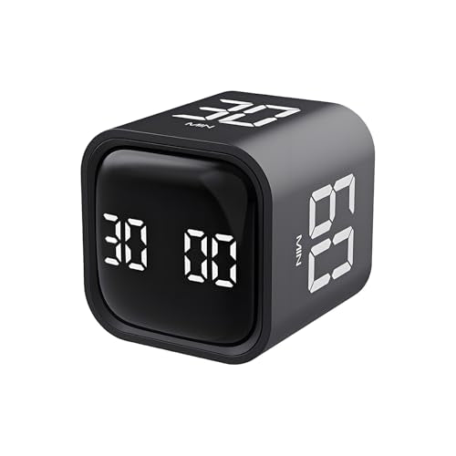 Qumox Pomodoro Timer, Cube Productivity Timer with Adjustable Sound and Vibration Alert, Ideal for Work, Office, ADHD, Study, and Tasks - 5/10/30/60 Minutes & Custom Countdown - Black - color: Black