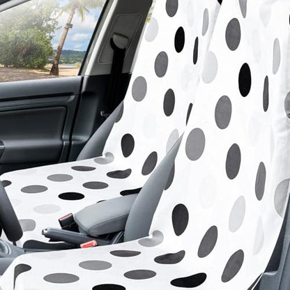 Hahafelt 2 Pack Car Seat Towel Cover with Storage Bag, Black and Gray Dots | 63 x 32 in Car Towel Seat Cover Non Slip Waterproof, Gym Workout Swimming Running, Machine Washable Sweat Absorbent Protector - style: Black and Gray Dots