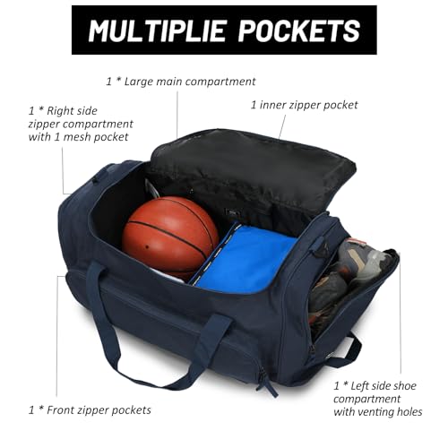 MIER Large Gym Bag for Men 60L Duffel Bag with Shoe Compartment | Lightweight & Durable Sports Duffles; Suited for Workout Fitness Travel Weekender; Water Resistant; Adjustable Shoulder Strap - color: Pure Blue