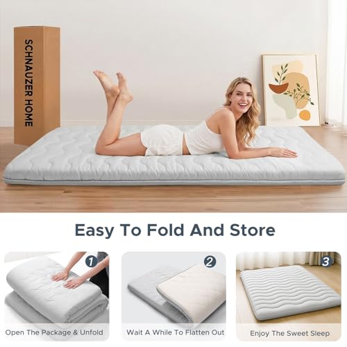 SCHNAUZER HOME Japanese Floor Mattress Futon Mattress Queen 3.5" Thick - color: Grey, size: Queen( 80 x 60 )