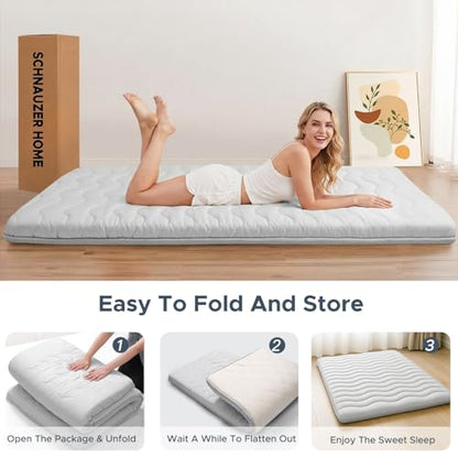 SCHNAUZER HOME Japanese Floor Mattress Futon Mattress Queen 3.5" Thick - color: Grey, size: Queen( 80 x 60 )