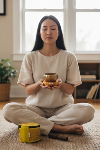 3 Inch Hand-Hammered Singing Bowl Gift Set - Includes Mallet, Cushion & Gift Box - Tibetan Singing Bowl for Mindfulness, Yoga, Spring Renewal & Relaxation- Made in Nepal - size: 3 inch