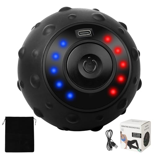 Upgraded 5-Gear Vibrating Massage Ball, Rechargable Massage Vibrating Ball for Fitness, Training, Therapy and Relaxation - color: Black