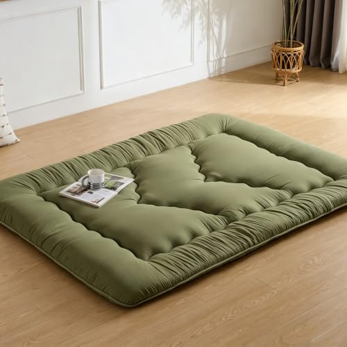 Japanese Floor Mattress,3.5" Thicken Futon Mattress Tatami Mat - color: Green, size: Twin (80”L × 39“W)