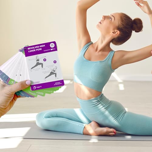 Arena Strength Yoga Asana Cards Deck 1-52 Waterproof Yoga Pose Cards with Illustrated Exercise Guide, Qr Code Tutorials & 10 Practice Sequences - Perfect for Home, Studio, Teaching & Daily Practice