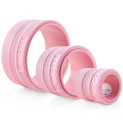 GymCope 3-Pack Back Roller Wheel Set, Spine-Safe Groove, 500 lbs | 1/2in sweat-resistant foam over ABS core, 3-pack 4in 6in 10in wheels, spine-safe groove, 500 lbs, yoga pilates gym, pvc free - style: 3Pack(4"+6"+10")-Pink