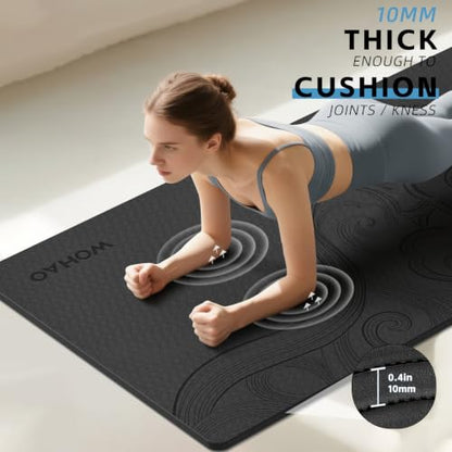 Large 76"x40"x0.4" Yoga Mat - color: Black