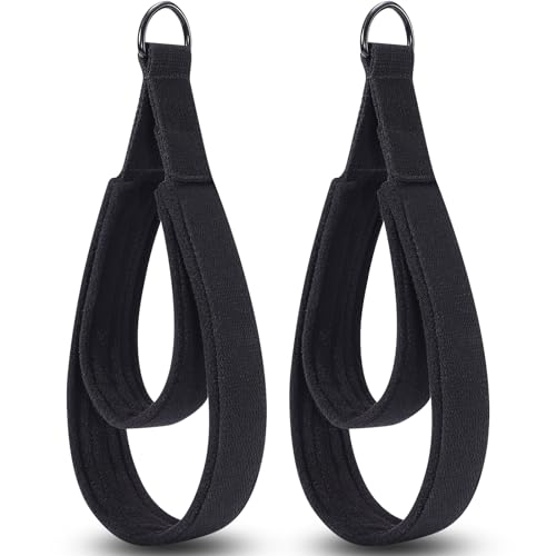 TOBWOLF 2PCS Pilates Straps for Reformer, Double Loop D Ring Foot Hand | Non Slip Padded Grip | Sweat-Resistant Comfort for Pilates | Exercise Straps for Yoga & Home Gym Workouts - color: Black