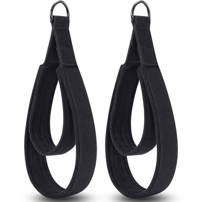 TOBWOLF 2PCS Pilates Straps for Reformer, Double Loop D Ring Foot Hand - color: Black