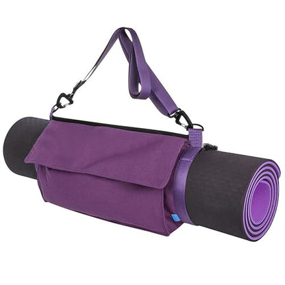 LUEXBOX Yoga Mat Bag with Liner Partition Storage Pockets, Oxford Cloth Yoga Pat Carrier with Large Zipper Pocket, Adjustable Shoulder Strap Yoga Rug Carrying Bag for Women - color: Purple