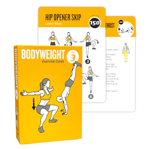 Bodyweight Fitness Planners, 62 Exercises Cards Deck Large Size 5" x 3.5" Fitness Cards for Women & Men, Beginner Fitness Guide to Training Exercises at Home or Gym (Bodyweight, Vol 3) - style: Bodyweight Vol3