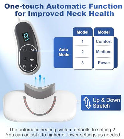 Neck Massage Pillow with Heat & Gentle Light, Contour Design for Relaxation | SOOTHING LIGHT & HEAT COMFORT,This Rupuqira heated neck massager for Neck,Shoulder and Jaw Relaxation, Home/Office Use, White