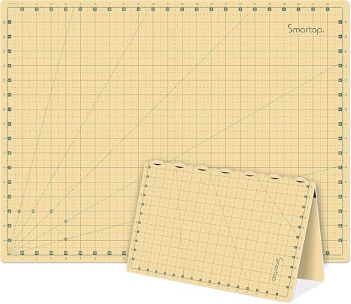 SMARTOP 24"x18" Self Healing 3 Layer Folding Cutting Mat, Non-Slip Non-Reflective, Great for Crafts, Quilting, Sewing, Scrapbooking Molandi Yellow (Molandi Yellow)
