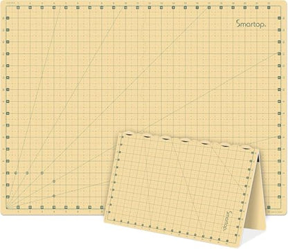 SMARTOP 24"x18" Self Healing 3 Layer Folding Cutting Mat, Non-Slip Non-Reflective, Great for Crafts, Quilting, Sewing, Scrapbooking Molandi Yellow (Molandi Yellow)