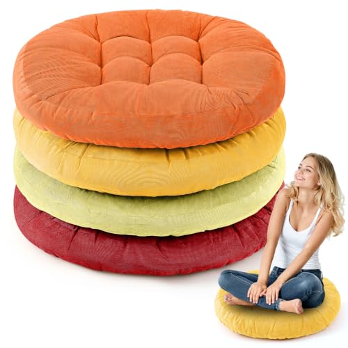 Jerify Autumn Colors 4 Pcs Large Floor Pillow Cushion,Round 22 x 22 | Round Square Flexible Seating Floor Meditation Pillow for Classroom Adult Picnic Party Learning Daycare School Reading Corner - color: Autumn Colors, size: Round 22 x 22