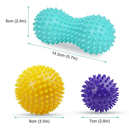 URAQT Spiky Massage Ball, 3 Pack Hard Spiky Massage Ball Roller Set, Professional Physical Therapy Massage Balls for Myofascial Release, Trigger Point Deep Tissue Massage, Plantar Fasciitis Recovery - color: 3pcs
